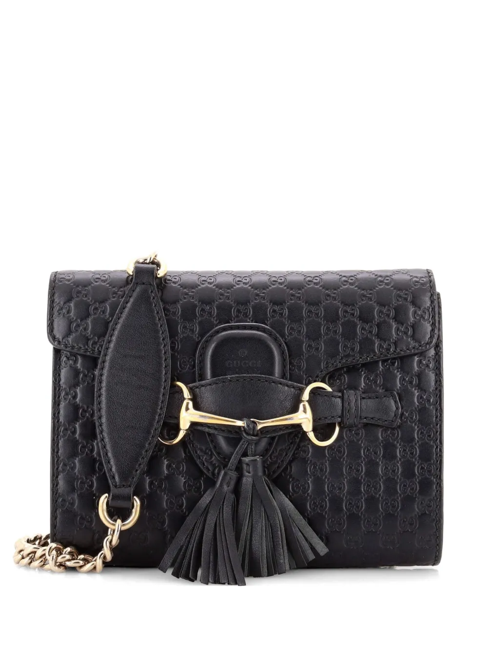 Gucci Pre-Owned Emily Chain Flap Bag Microguccissima Leather Mini shoulder bag - Nero