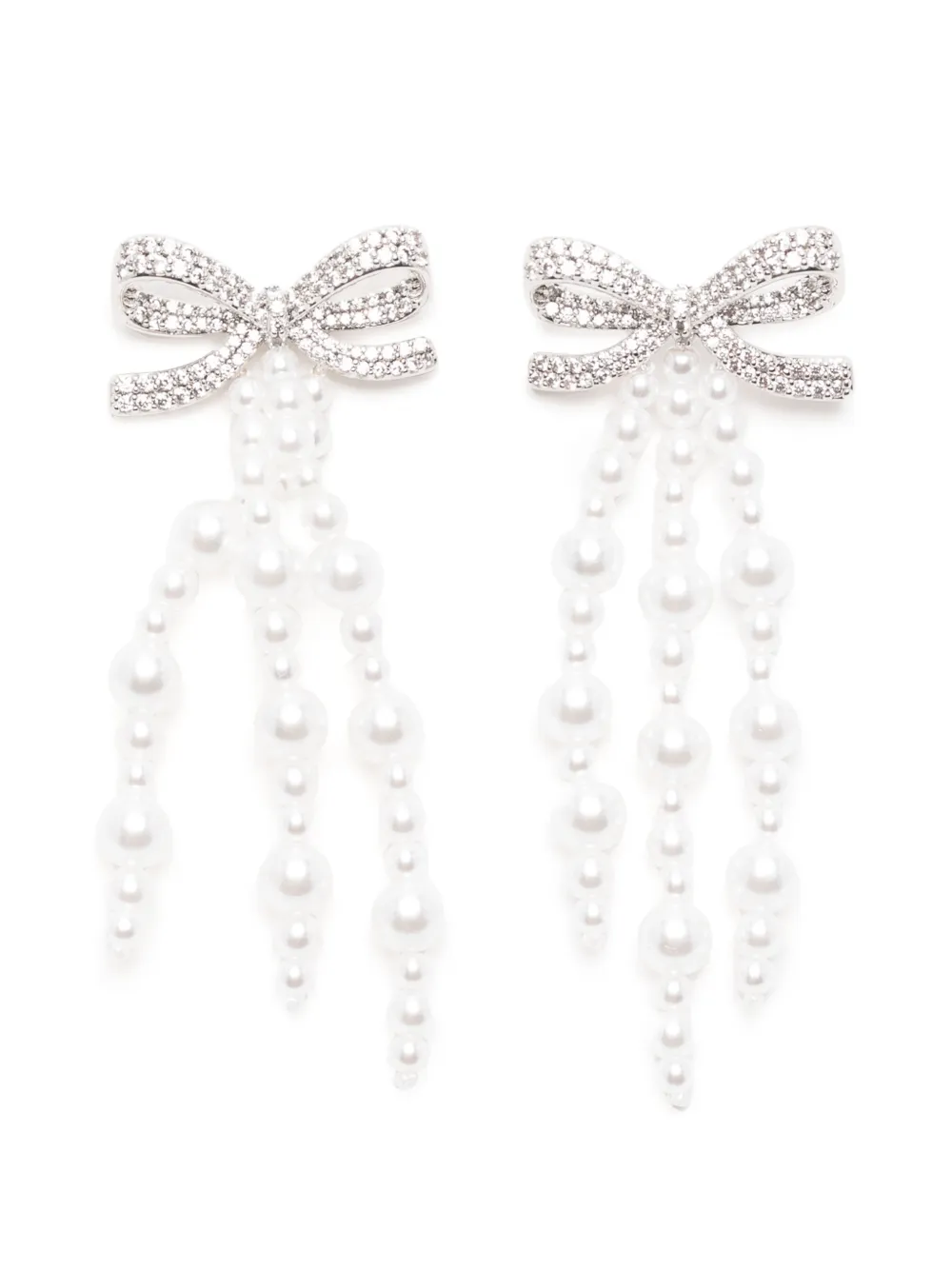Self-Portrait bow-embellishment earrings - Argento
