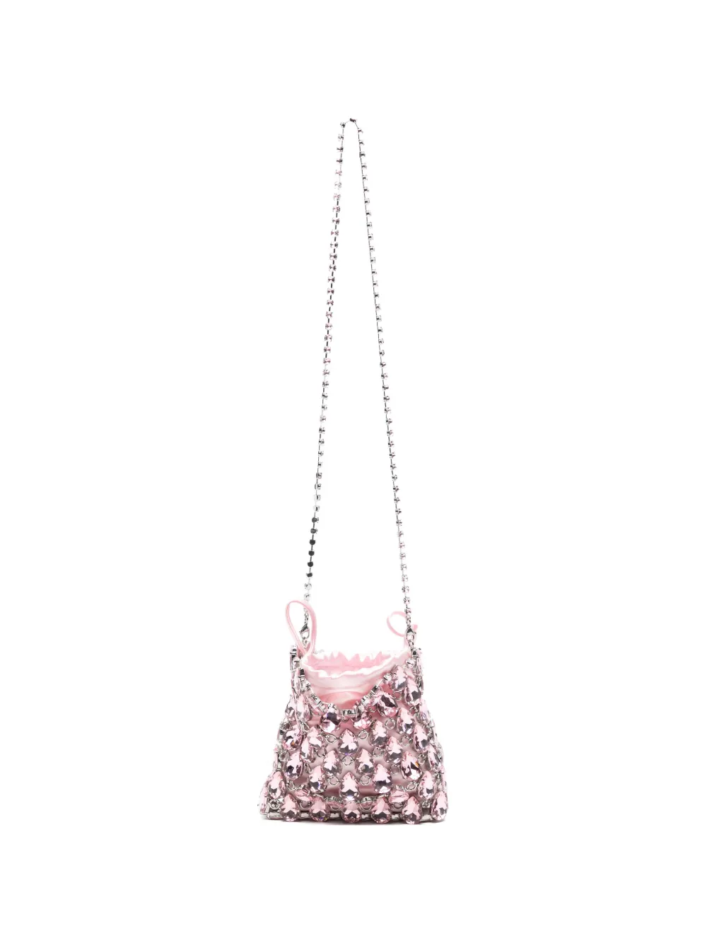 Self-Portrait Chainmail crystal-embellished shoulder bag - Rosa