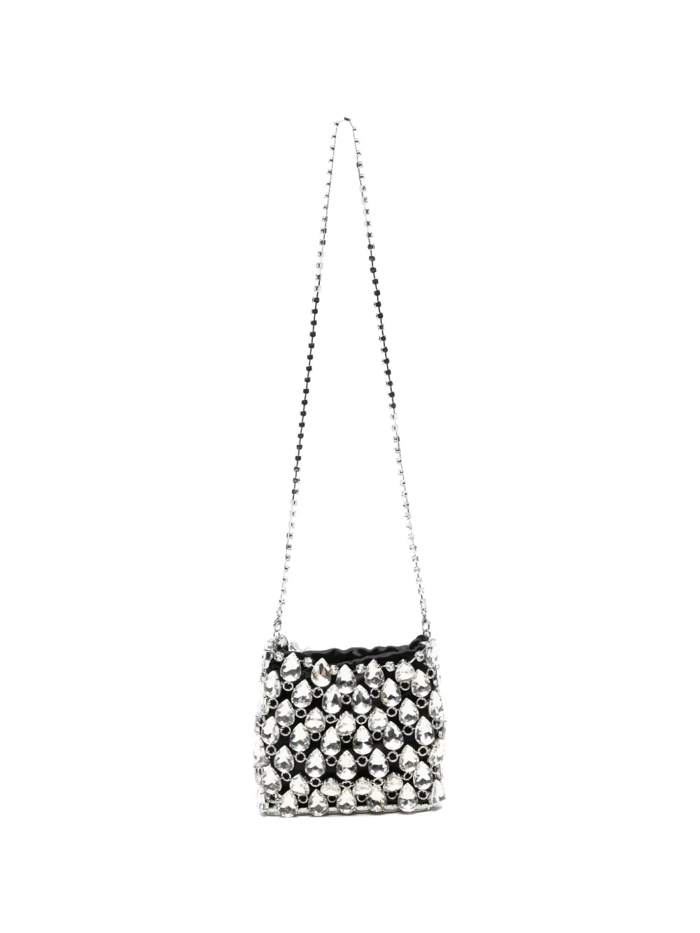Self-Portrait Chainmail crystal-embellishment shoulder bag - Argento