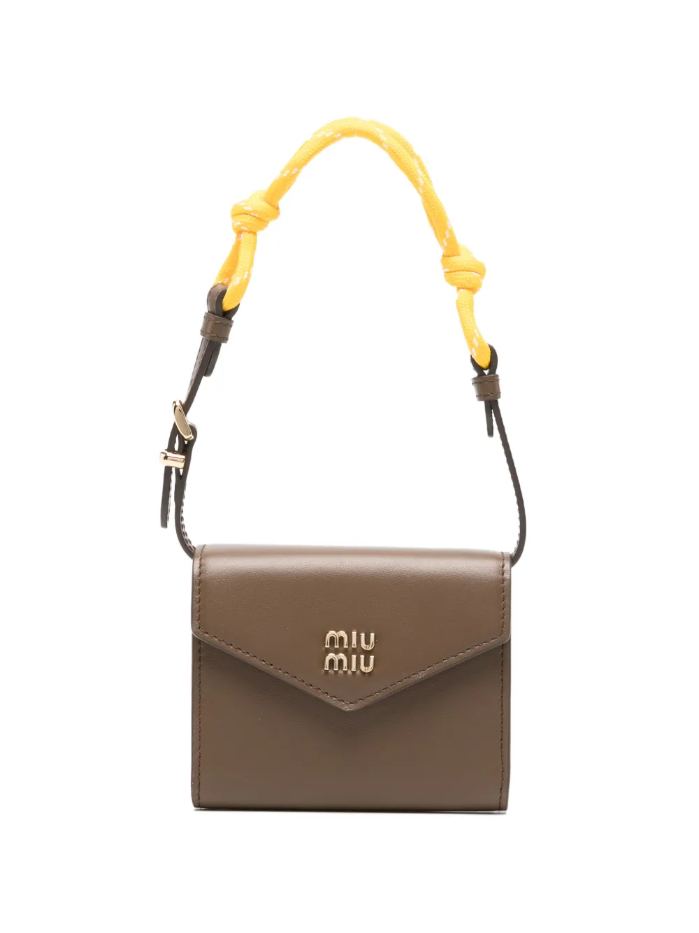 Miu Miu logo-plaque top-handle wallet - Marrone