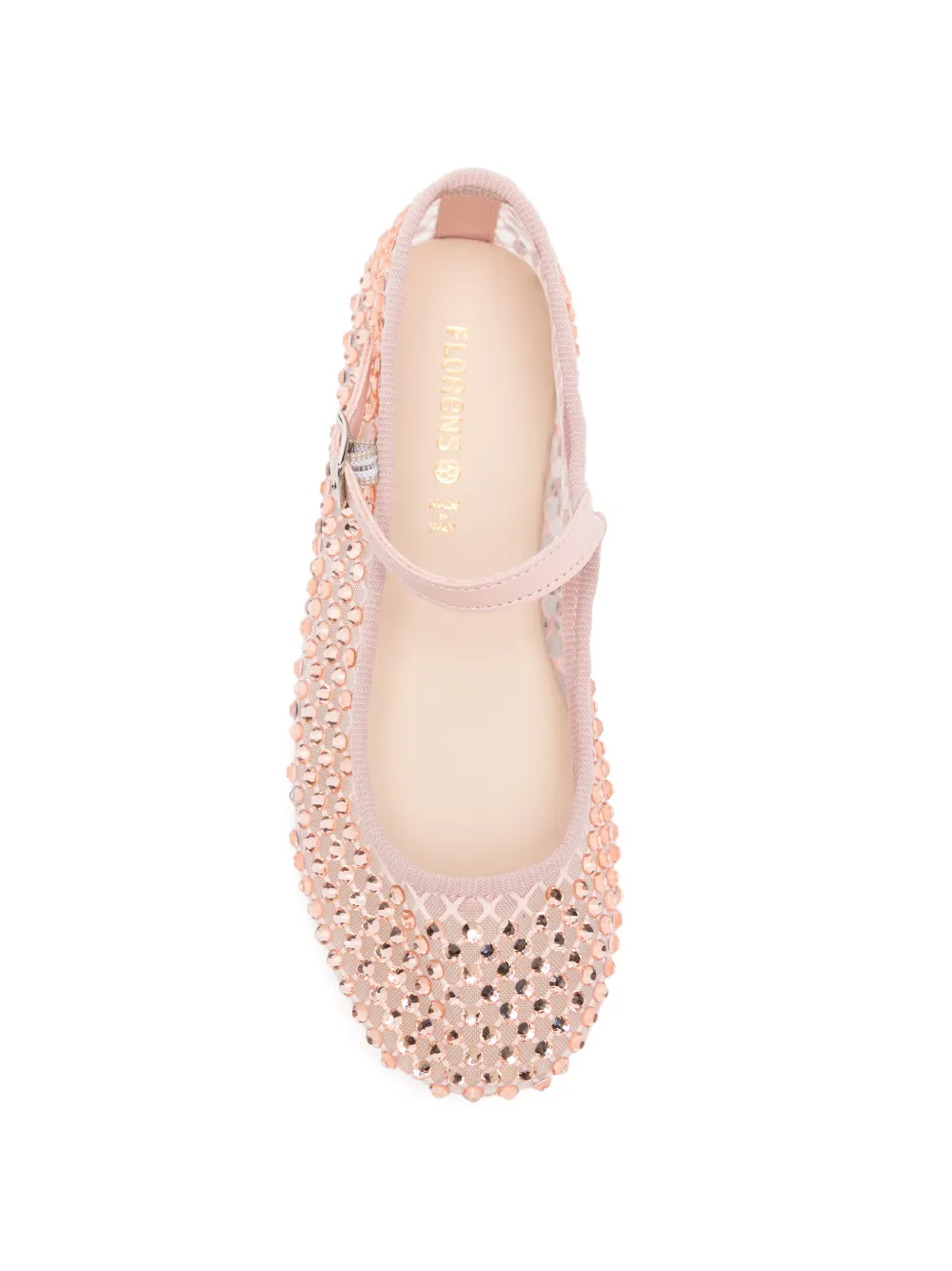 Florens rhinestone-embellished buckle ballet flats Roze