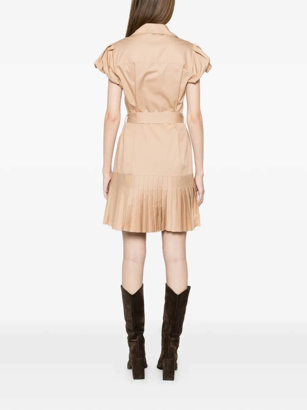TWINSET Geplooide mini-jurk met ceintuur Beige