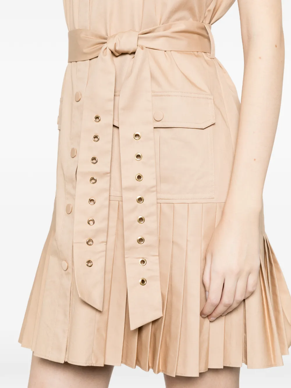 TWINSET Geplooide mini-jurk met ceintuur Beige