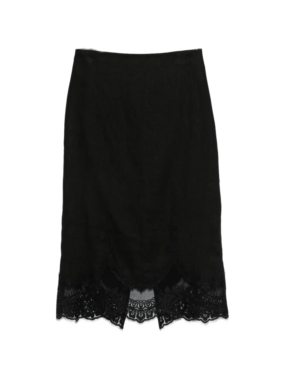 TWINSET lace-trims fitted skirt - Nero