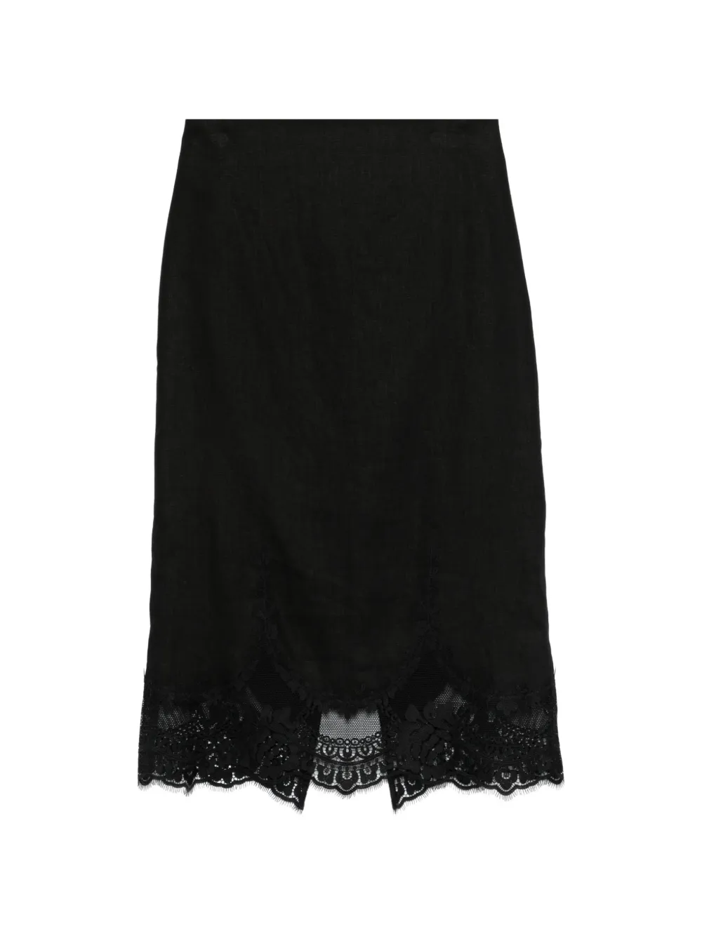 TWINSET lace-trims fitted skirt - Nero