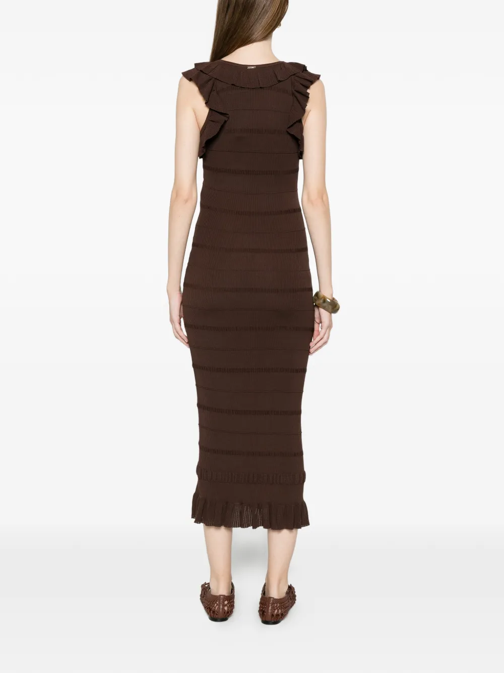 TWINSET Midi-jurk met V-hals Bruin
