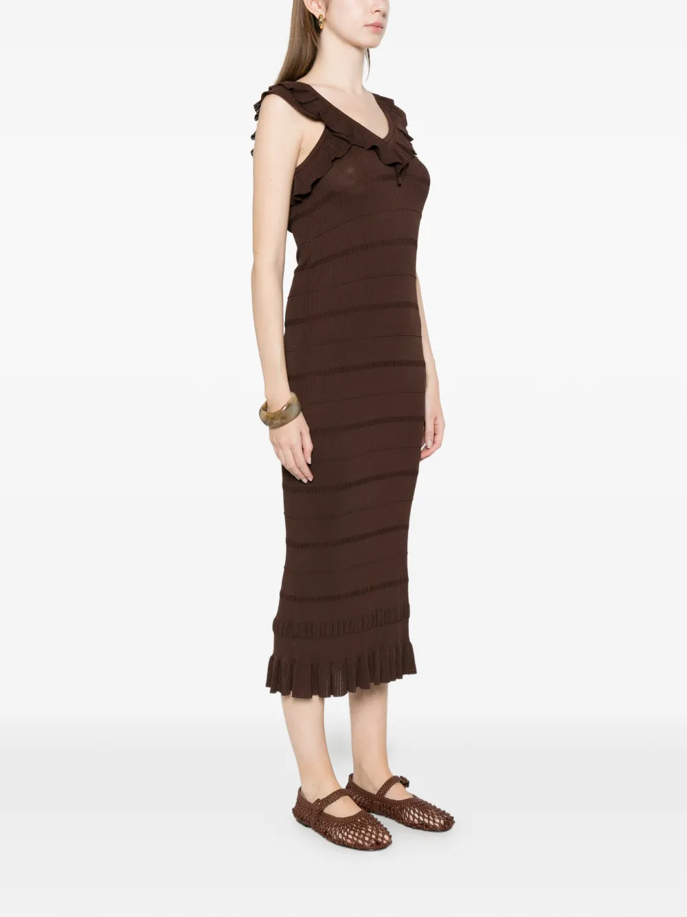 TWINSET Midi-jurk met V-hals Bruin
