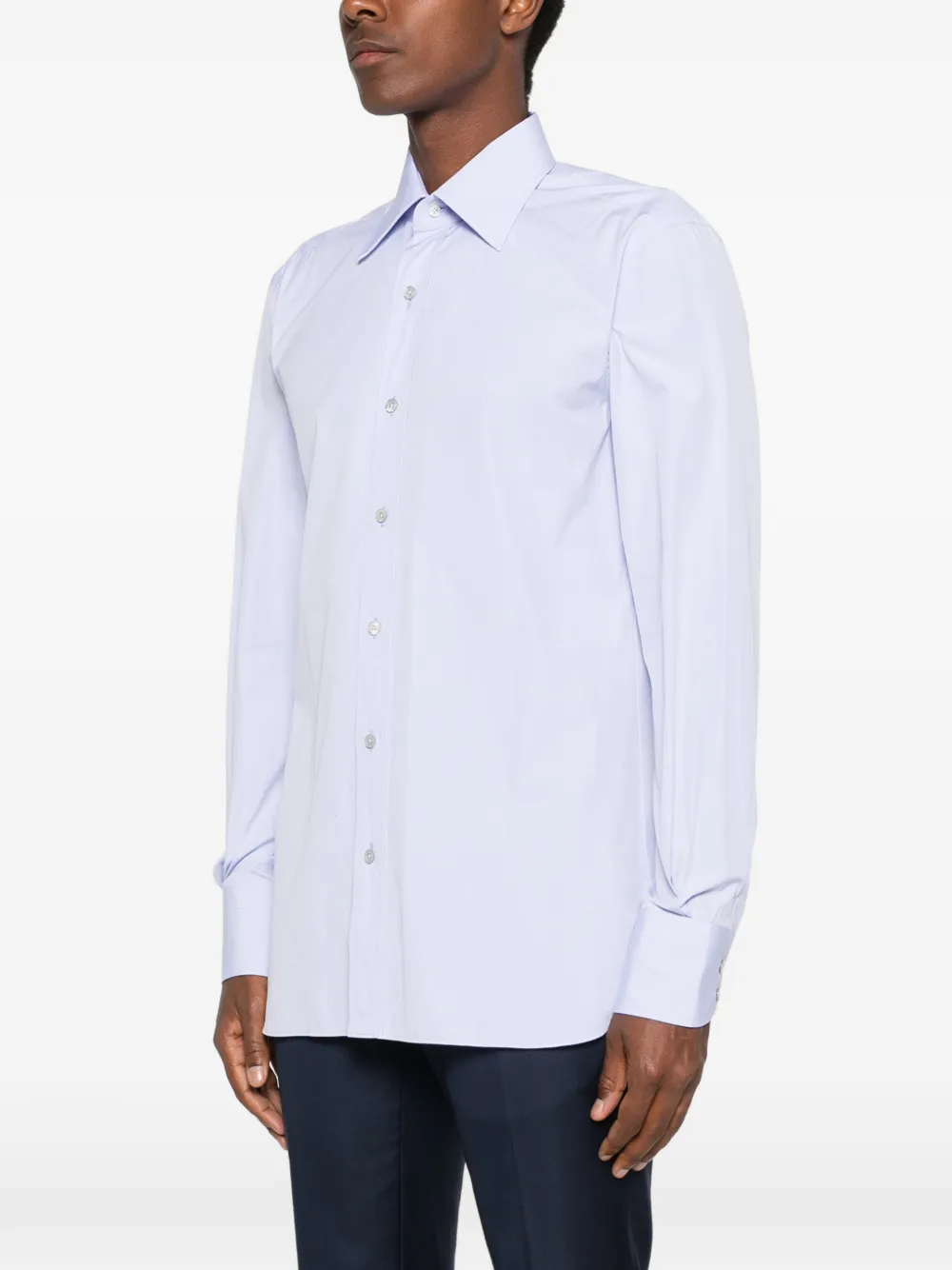 TOM FORD Katoenen overhemd met lange mouwen Blauw