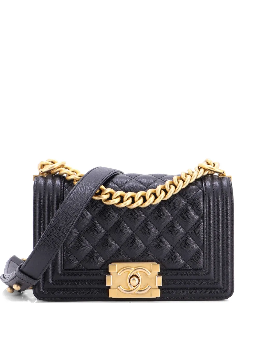 CHANEL Pre-Owned Boy Flap Bag Quilted Caviar Small crossbody bag - Nero