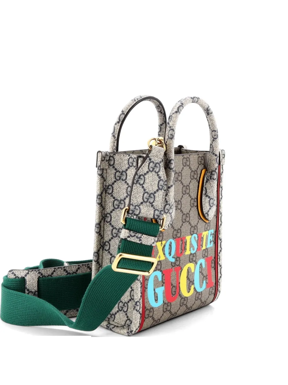 Pre-owned Gucci Exquisite Vertical Tote Printed Gg Coated Canvas Mini Shoulder Bag In Multi