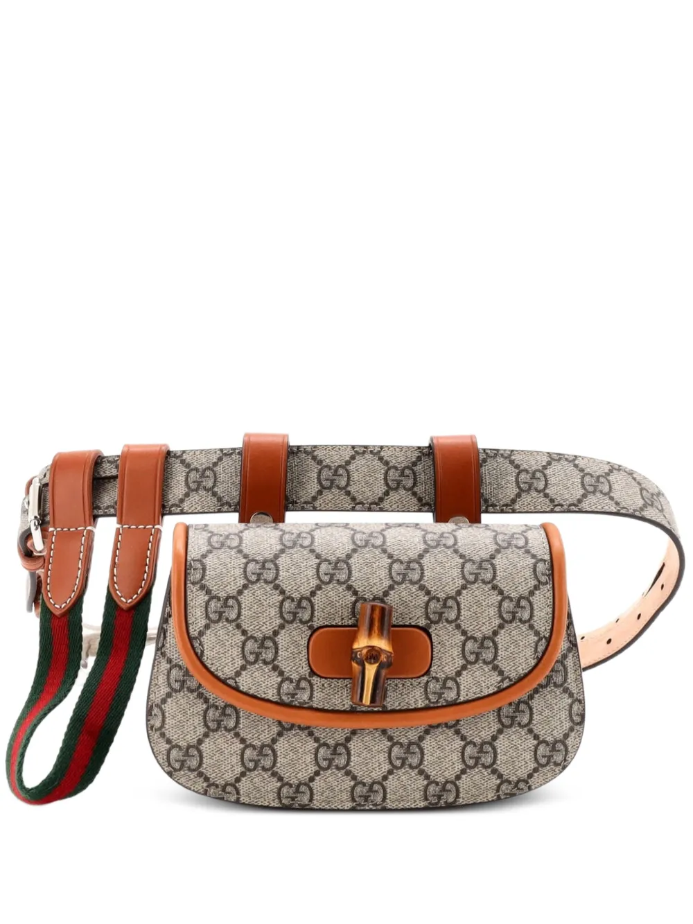Gucci Pre-Owned Bamboo 1947 GG Coated Canvas Mini belt bag - Marrone