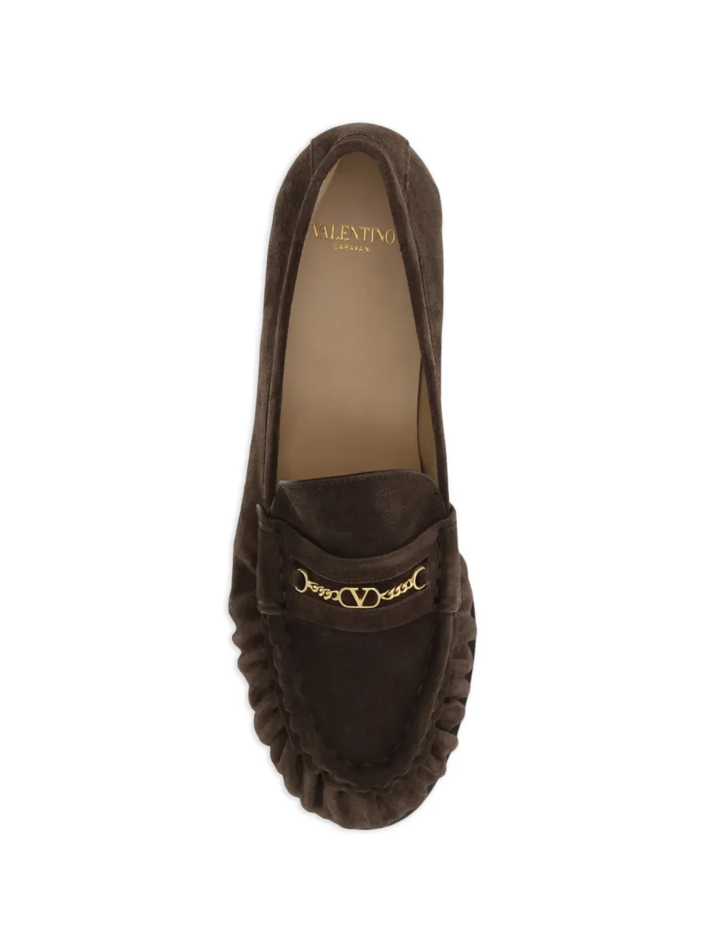 Valentino Garavani VLogo loafers met kettingdetail Bruin