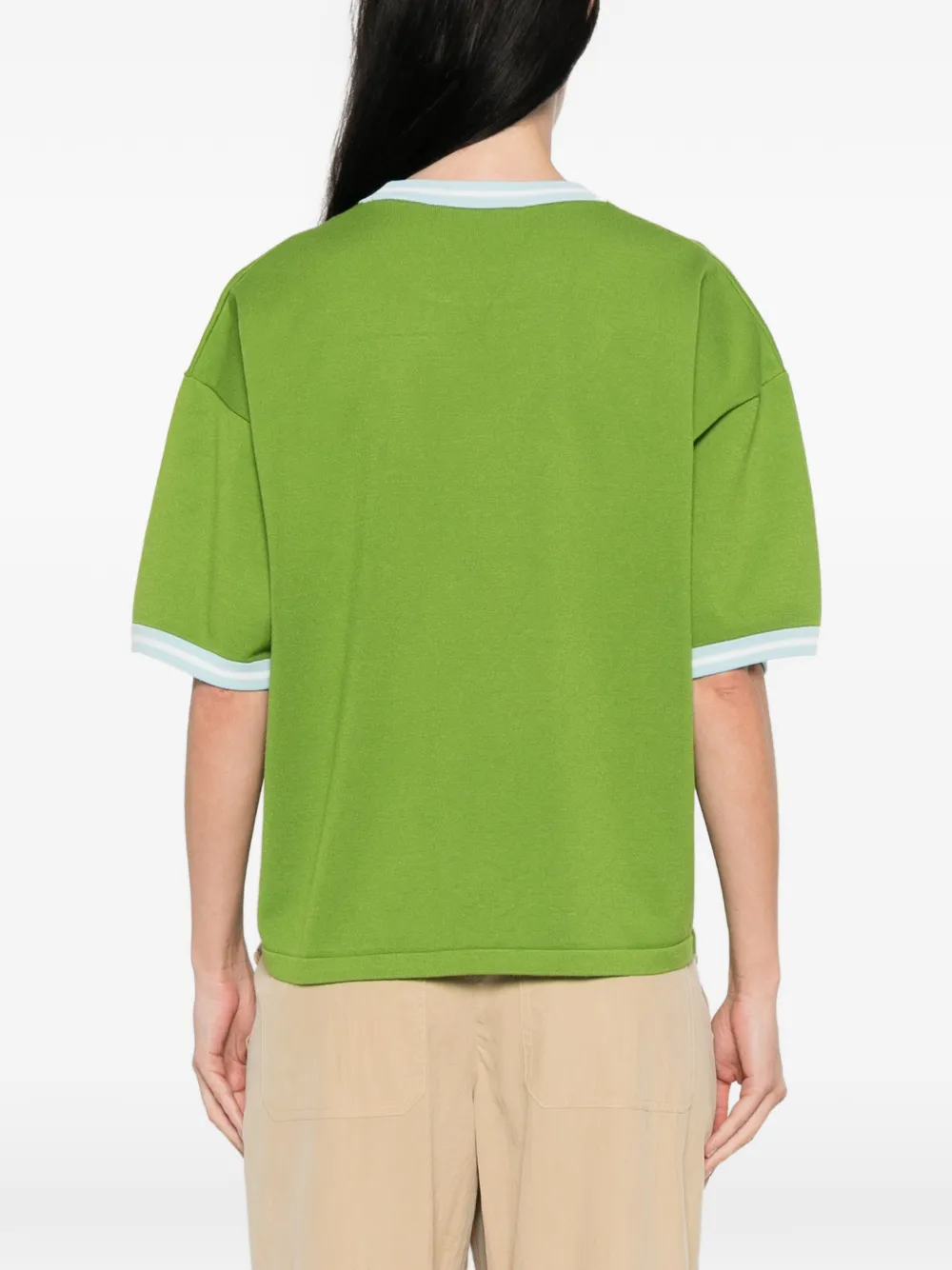 Essentiel Antwerp T-shirt met contrasterende afwerking Groen