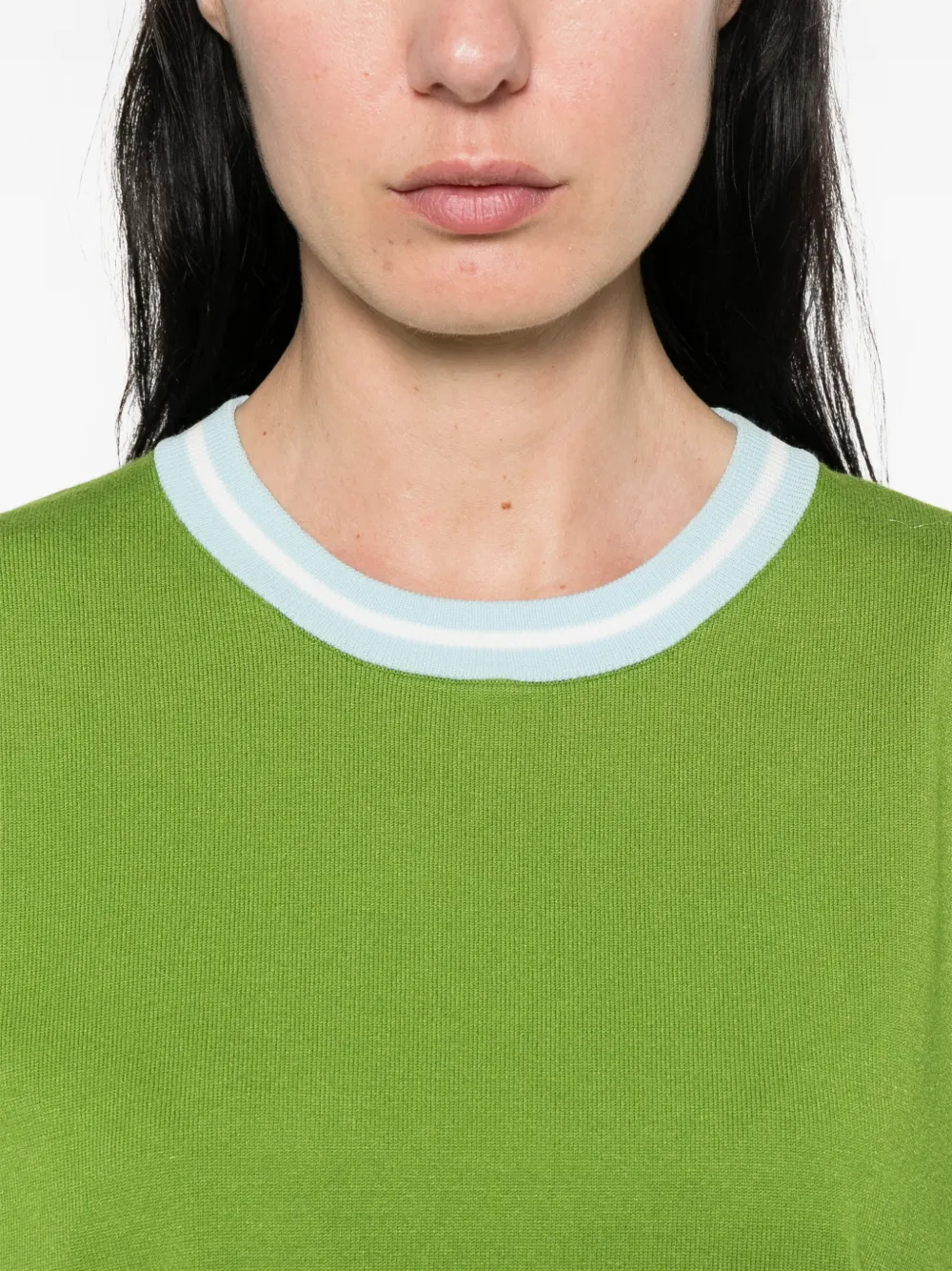 Essentiel Antwerp T-shirt met contrasterende afwerking Groen
