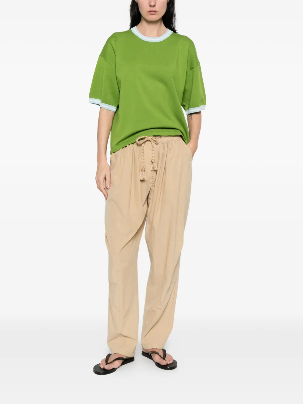 Essentiel Antwerp T-shirt met contrasterende afwerking Groen
