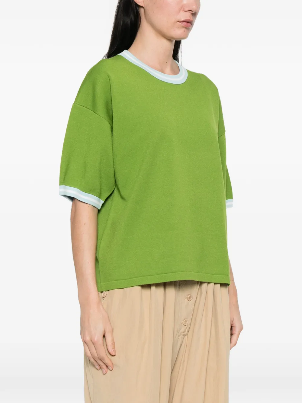 Essentiel Antwerp T-shirt met contrasterende afwerking Groen