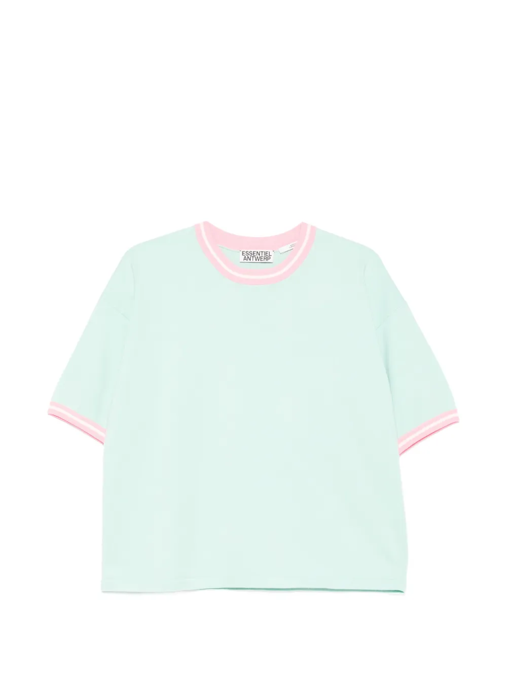 Essentiel Antwerp T-shirt con bordo rosa - Verde