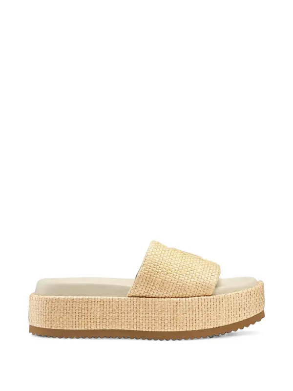 Bogner Sorrento Woven Platform Slides in Neutrals
