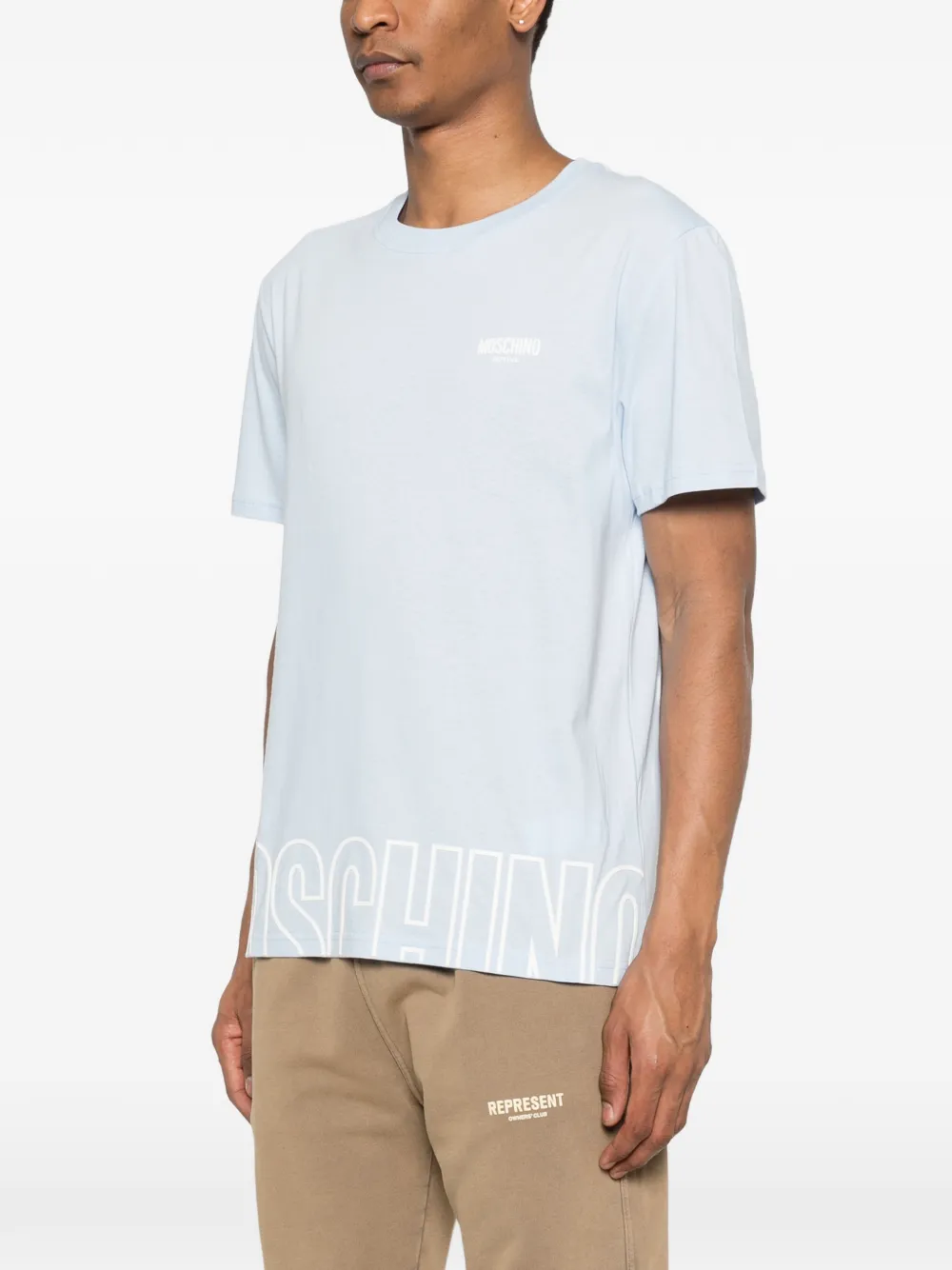Moschino T-shirt met logo Blauw