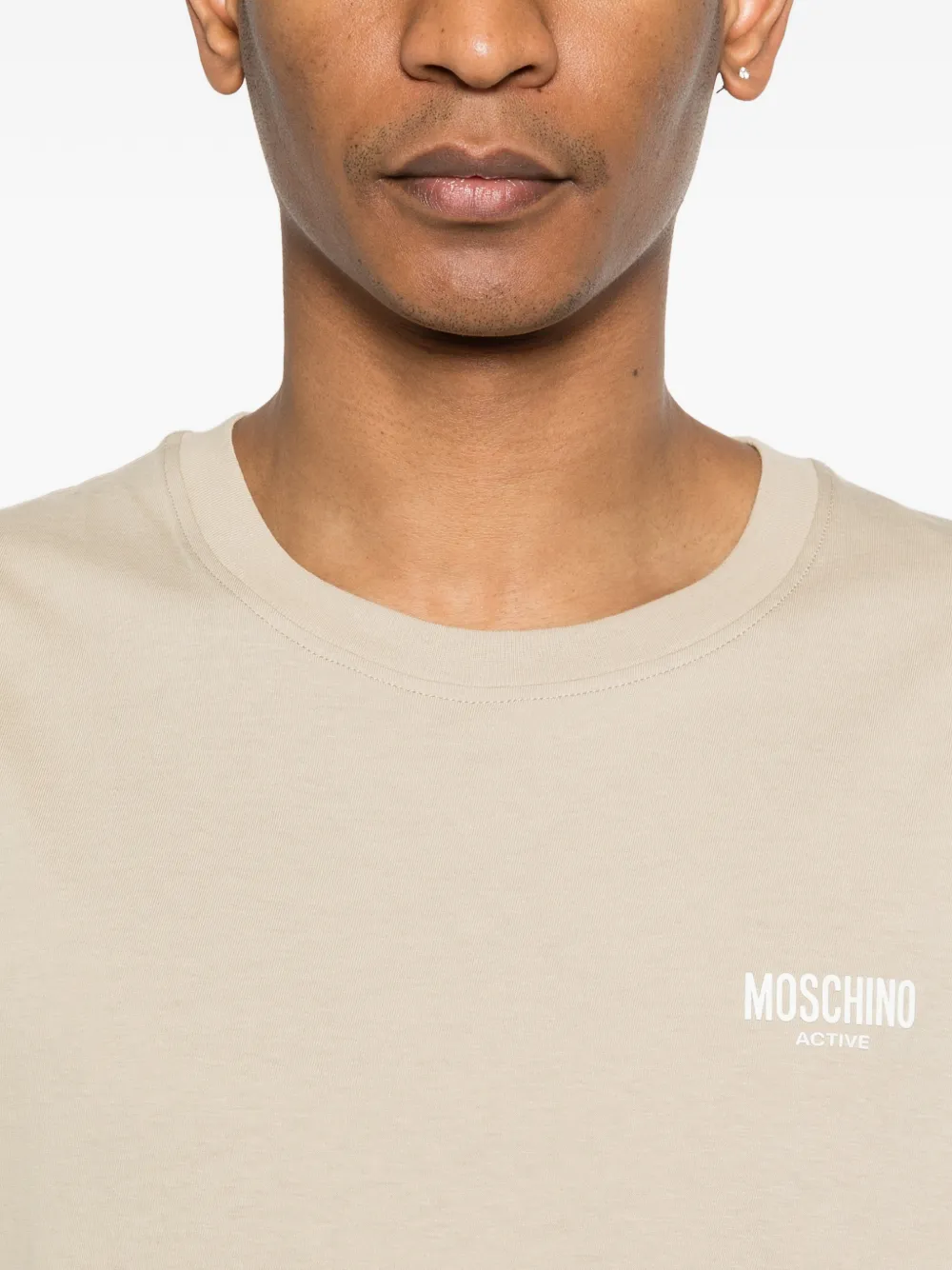 Moschino T-shirt met logo Beige