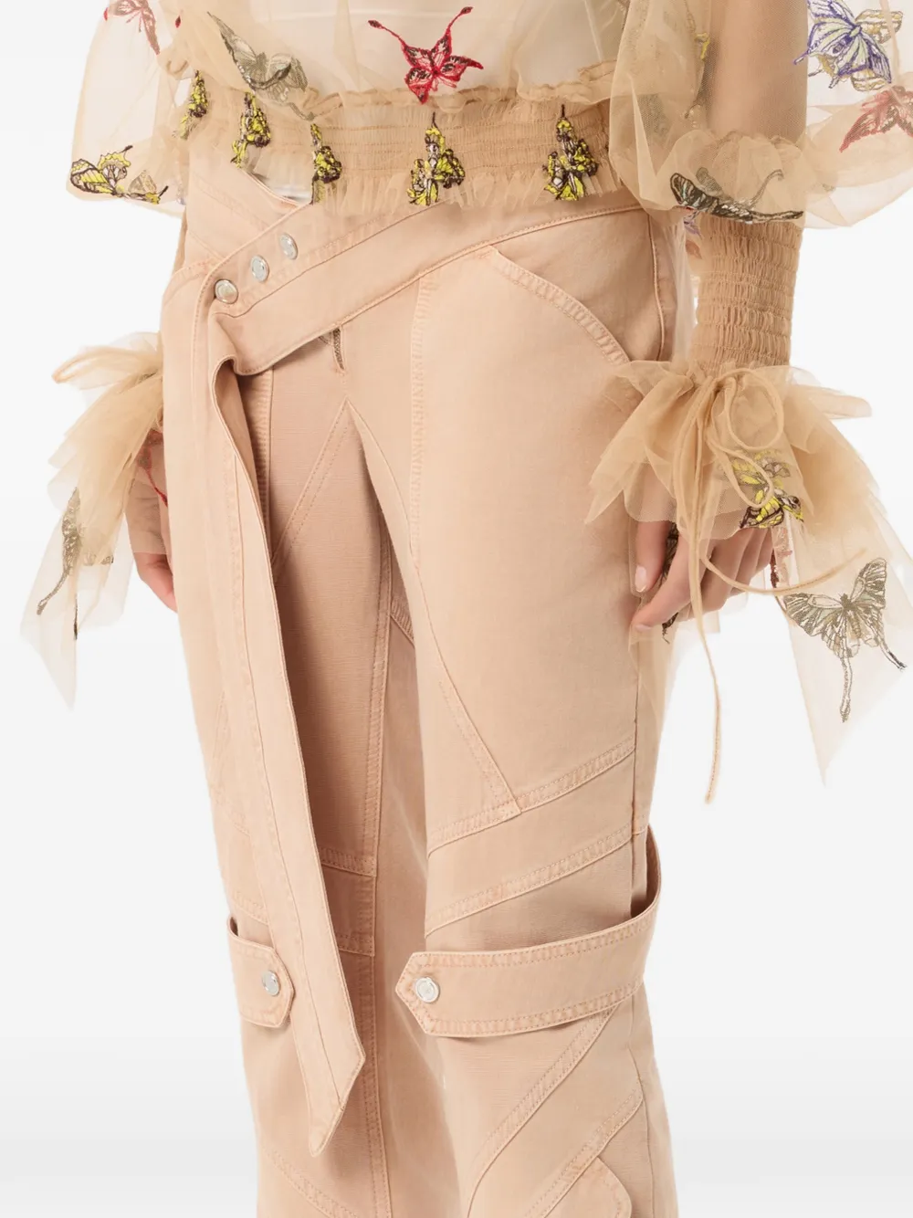 Blumarine Broek met ceintuur Beige