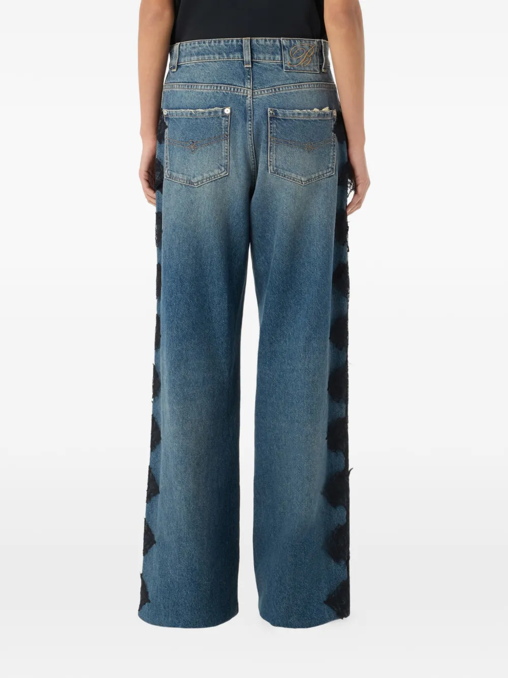 Blumarine Jeans met vlinder en kant Blauw