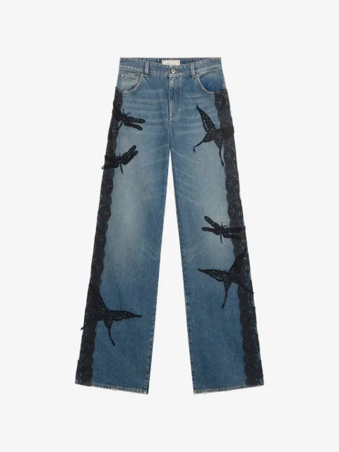 Blumarine jeans con encaje de mariposa