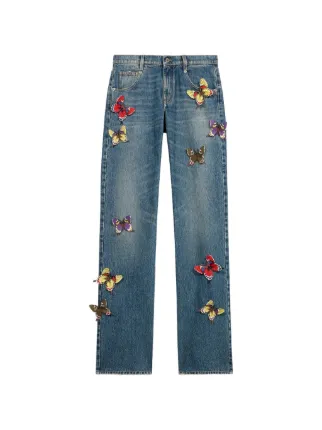 Blumarine JEANS アップリケジーンズ Blumarine butterfly-embellishment Jeans | Blue | FARFETCH