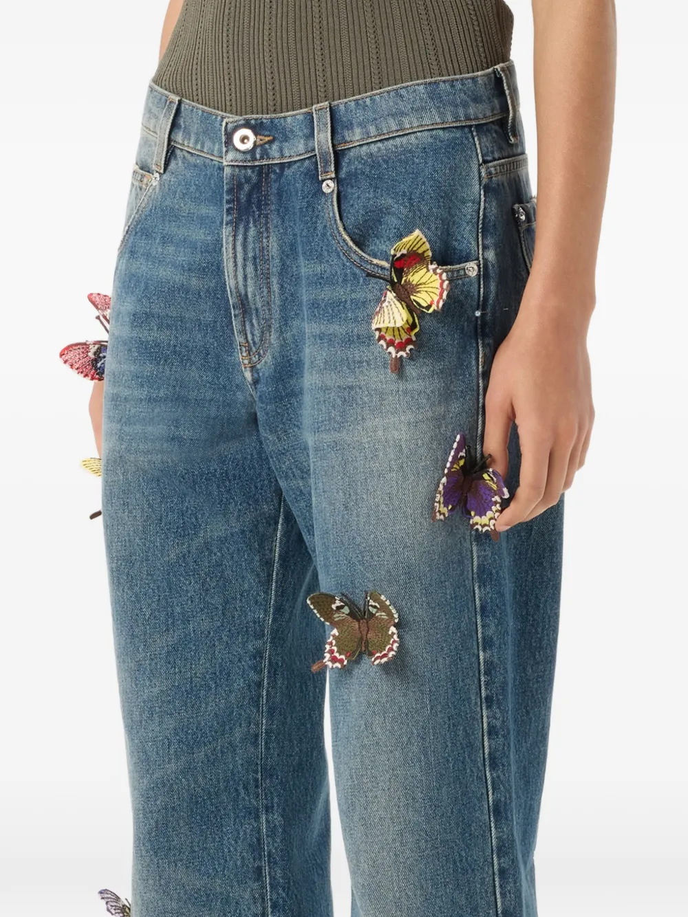 Blumarine butterfly-embellishment Jeans | Blue | FARFETCH