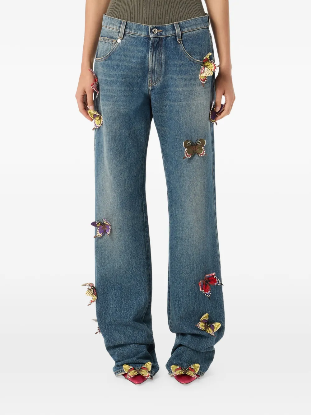 Blugirl Blumarine アンサンブル フラワープリント イタリヤ製 Blumarine butterfly-embellishment Jeans | Blue | FARFETCH