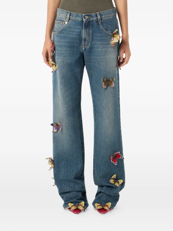 Blumarine butterfly-embellishment Jeans | Blue | FARFETCH