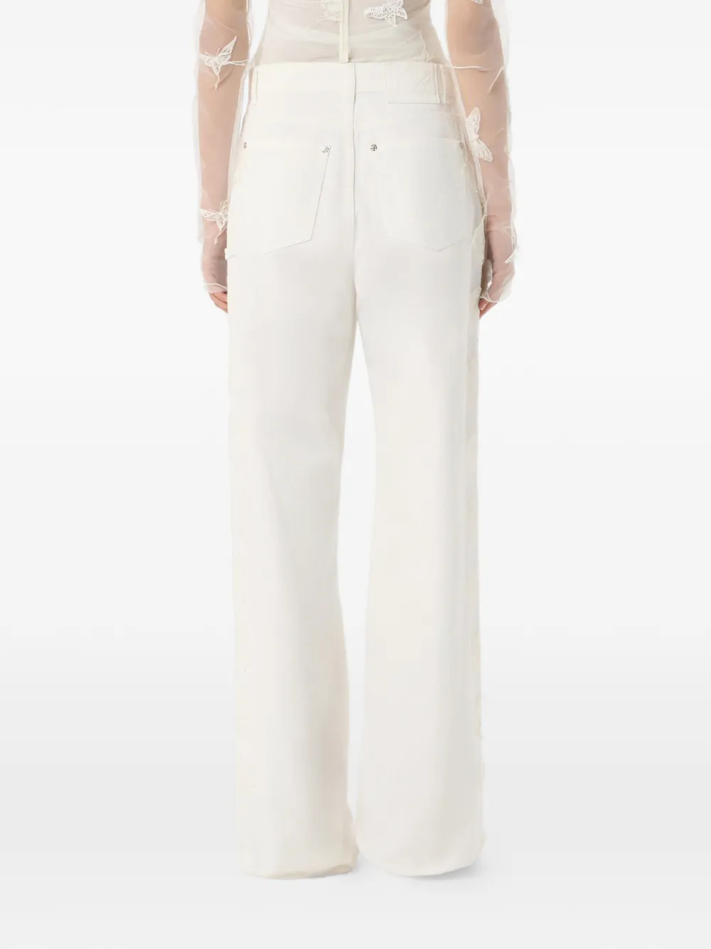 Blumarine Jeans met vlinder en kant Wit