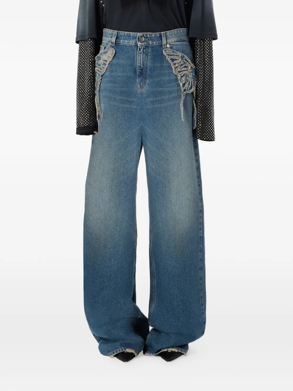 Blumarine Jeans met vlinder Blauw