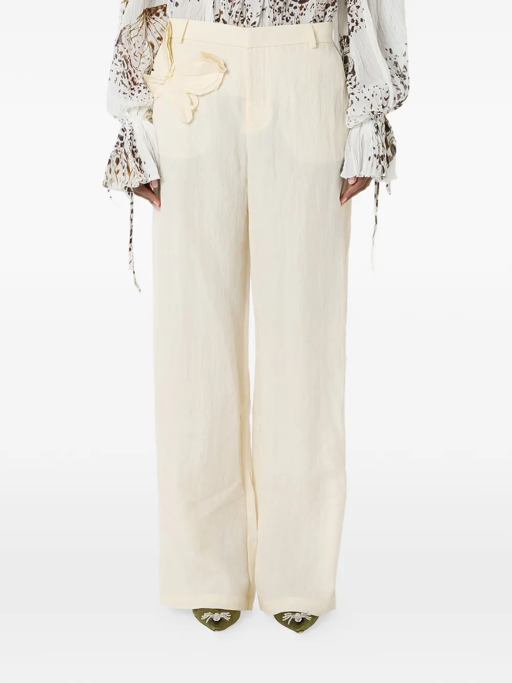 Blumarine Broek met vlinder-applicatie Beige