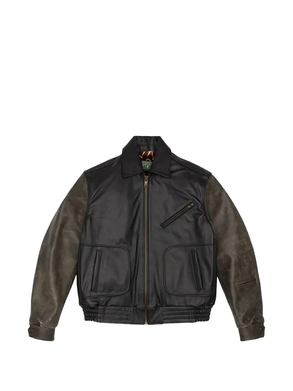 Denim Tears colour-block leather jacket - Nero