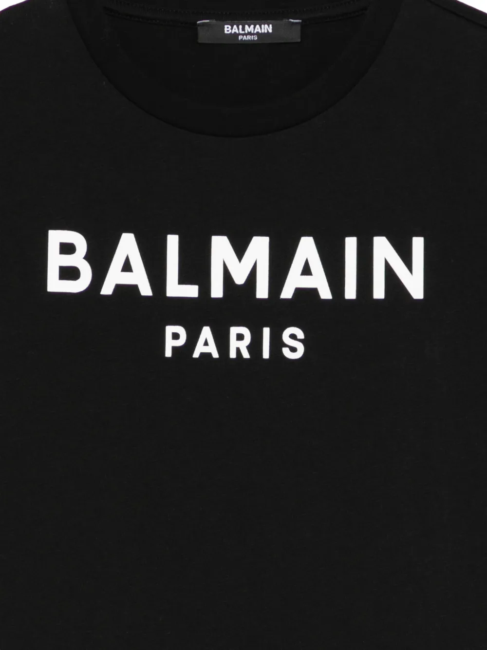 Balmain Kids T-shirt met knoop en logo Zwart