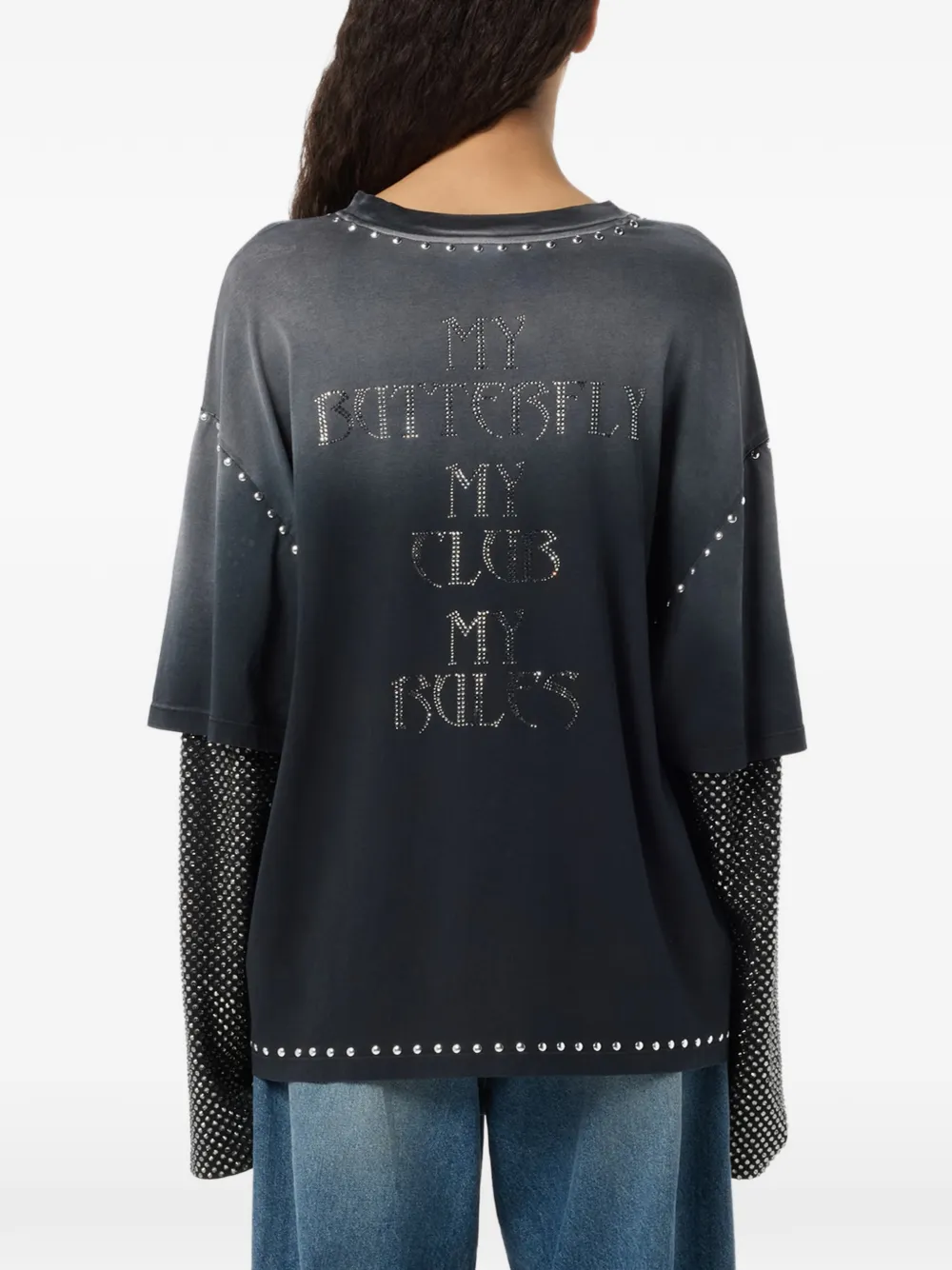 Blumarine T-shirt met vlinderprint Grijs