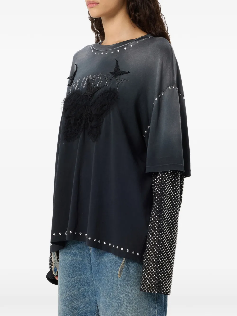 Blumarine T-shirt met vlinderprint Grijs