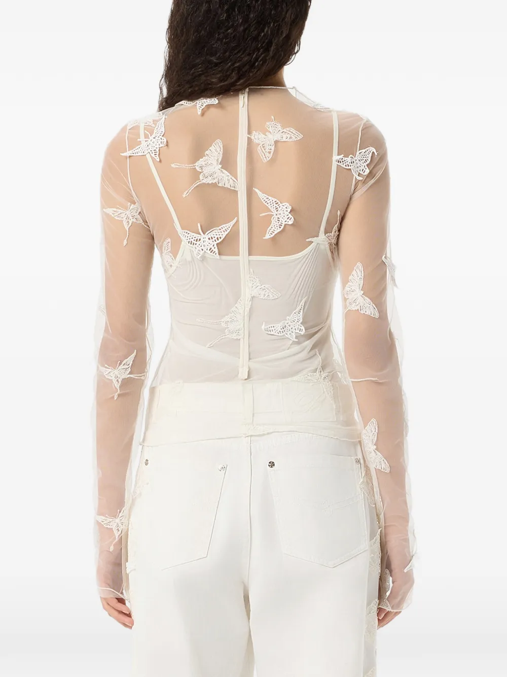 Blumarine Blouse met geborduurde vlakken Wit