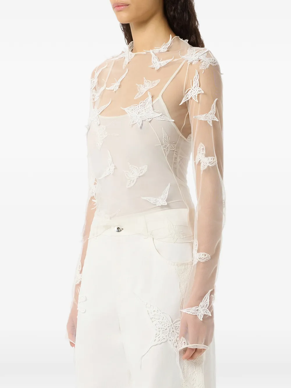 Blumarine Blouse met geborduurde vlakken Wit