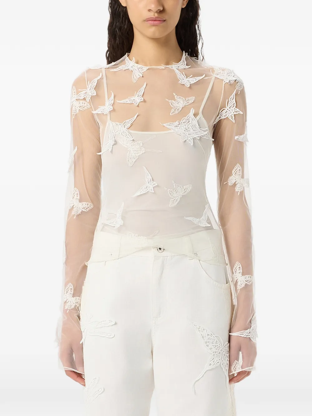  Blumarine Embroidered-inserts Blouse - White 