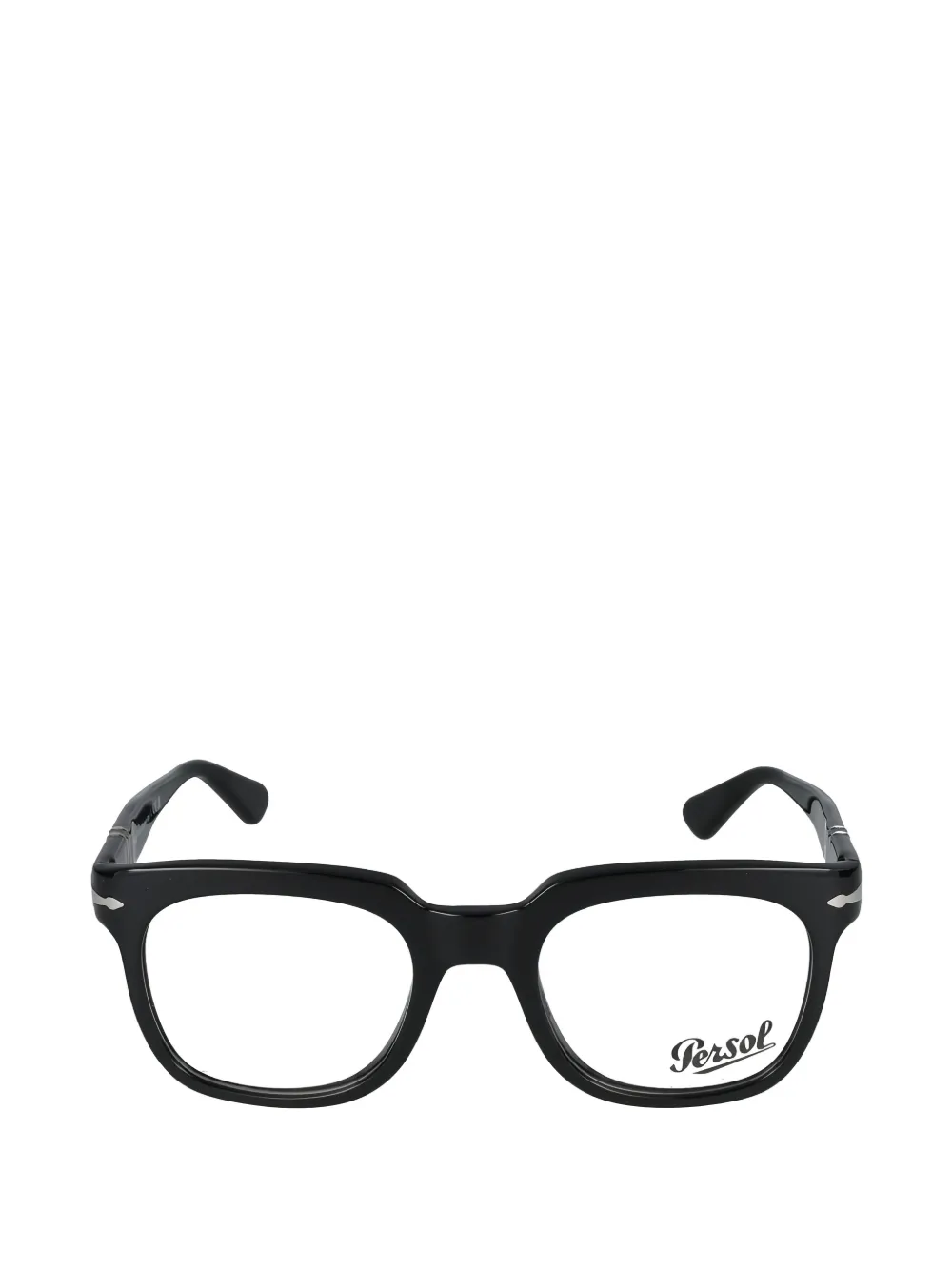 Persol Silver-tone Accent Round-frame Glasses In Black