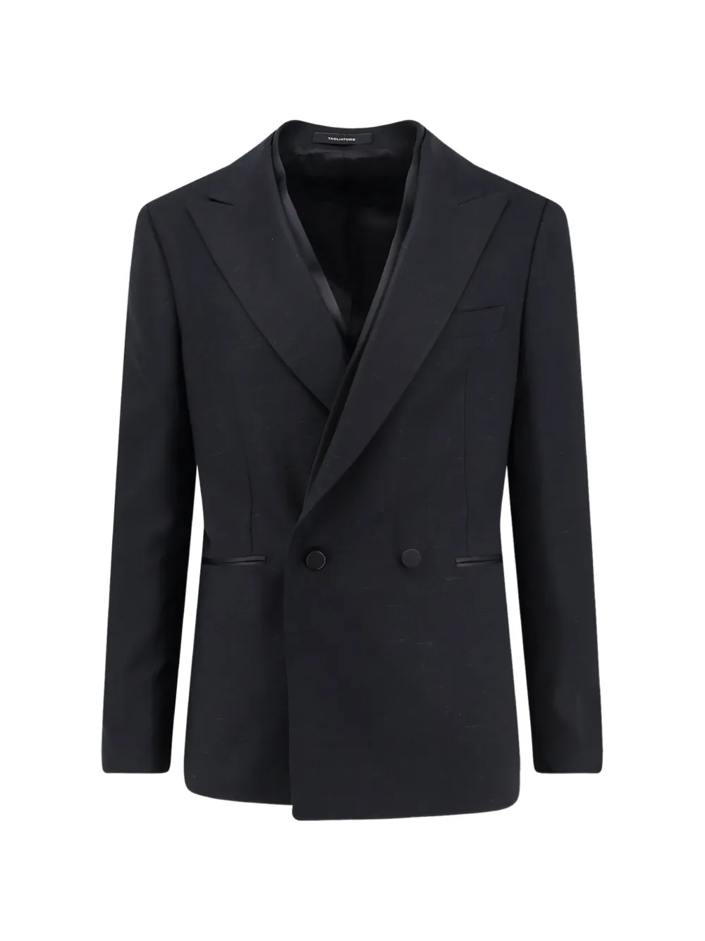 Tagliatore double-breasted slub-texture blazer - Nero