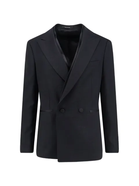 Tagliatore double-breasted slub-texture blazer