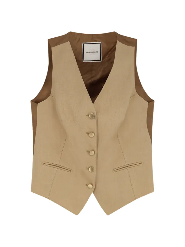 Tagliatore Button-front V-neck Waistcoat in Neutrals