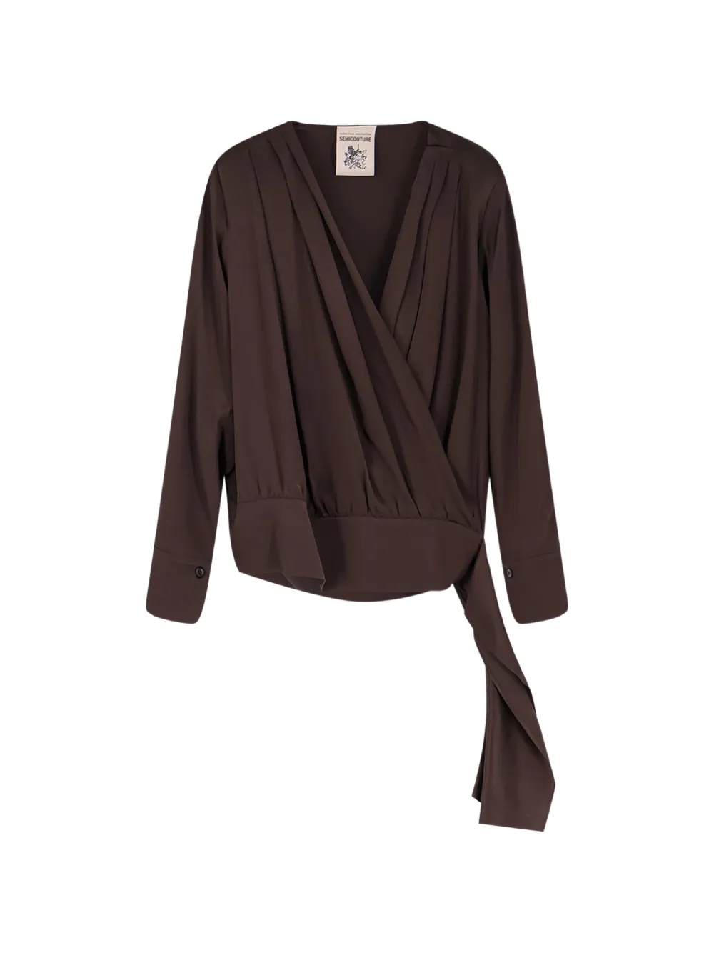 Semicouture button wrap silk shirt - Marrone