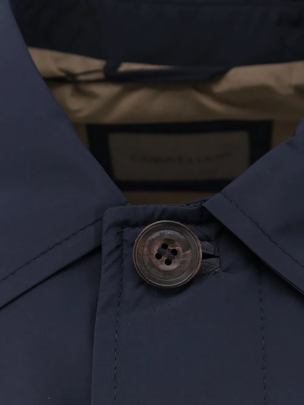  Corneliani Button Leather Trim Coat - Blue 