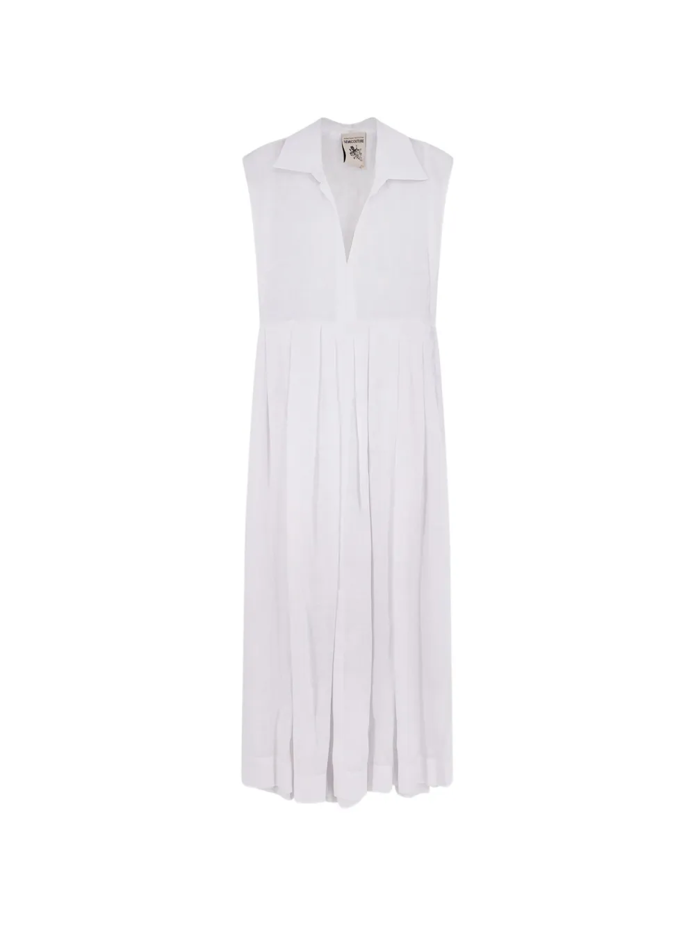 Semicouture collared pleated dress - Bianco