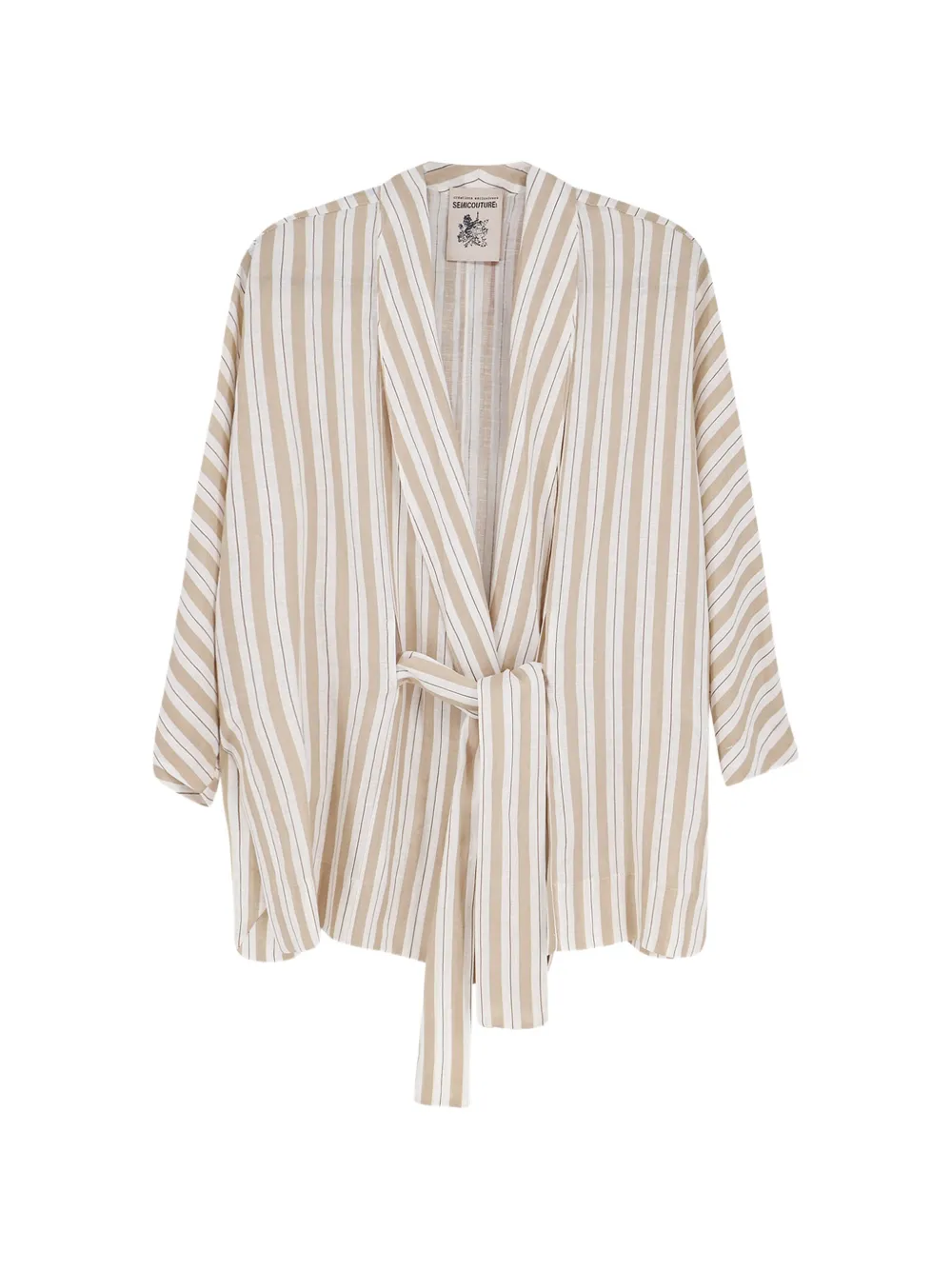 Semicouture striped tie-waist kimono - Nude